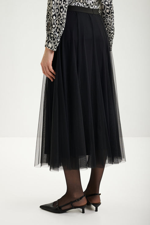 Shan Ariel Long tulle midi skirt