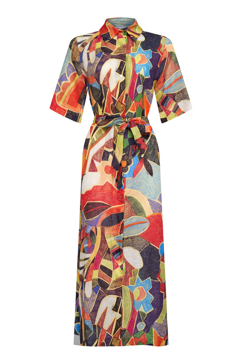 Shan Lina Long linen shirt dress