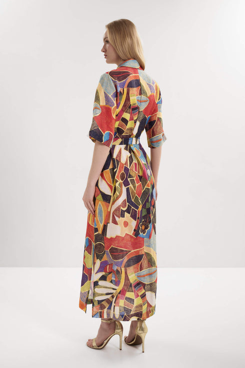 Shan Lina Long linen shirt dress