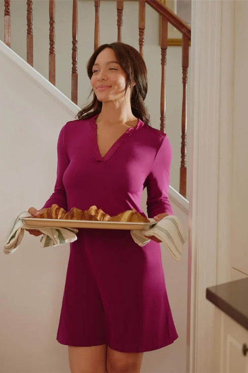 Fleur't V-neck Nightshirt 3/4 Sleeve