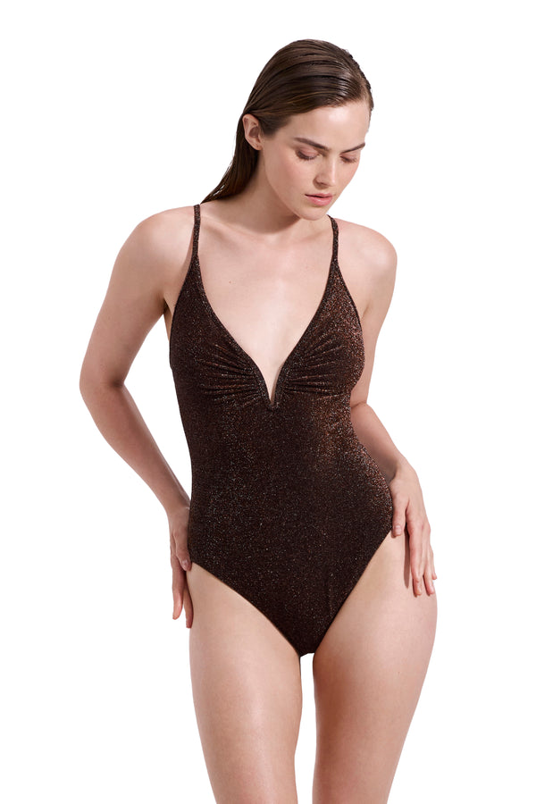 Gottex Luma Luna Shimmer Deep Plunge V Wire One Piece