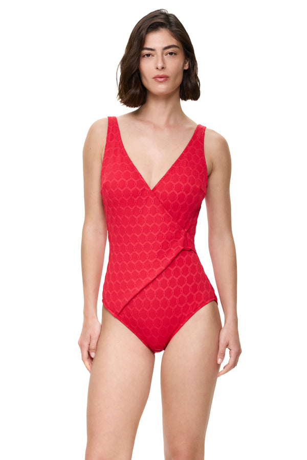 Gottex Chained Reaction Textured Surplice One Piece