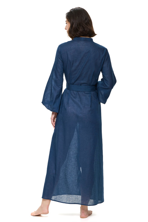 Gottex Modern Muse Belted Button Up Linen Dress