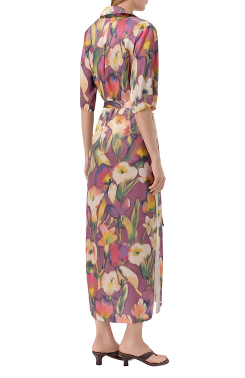 Shan Celine Long silk shirt dress