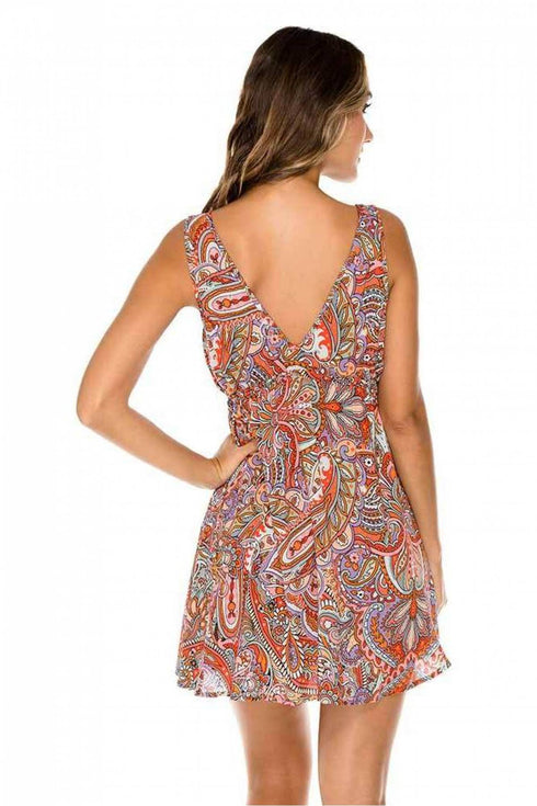 Luli Fama Andaluz Crystallized V Neck Short Dress