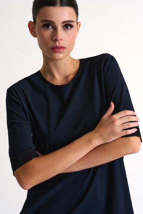 Round-Neck Maxi Dress - 42430-64-550 02 / 550 Navy / 75% POLYAMIDE, 25% ELASTANE