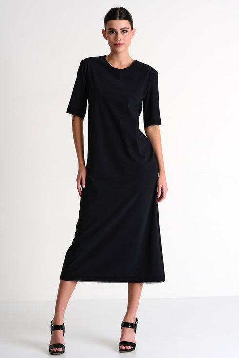 Round-Neck Maxi Dress - 42430-64-800 02 / 800 Caviar / 75% POLYAMIDE, 25% ELASTANE