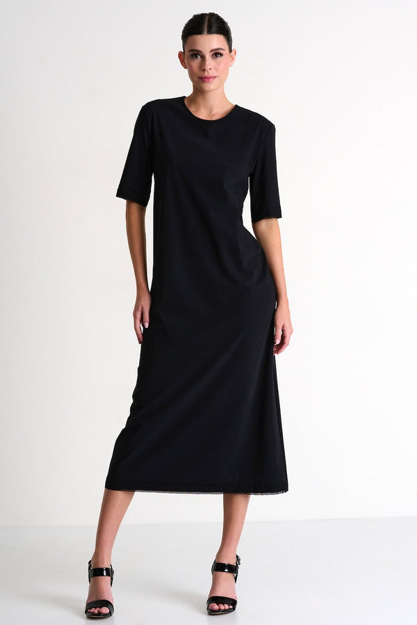 Round-Neck Maxi Dress - 42430-64-800 02 / 800 Caviar / 75% POLYAMIDE, 25% ELASTANE