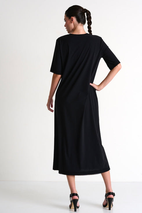 Round-Neck Maxi Dress - 42430-64-800 02 / 800 Caviar / 75% POLYAMIDE, 25% ELASTANE