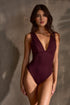 Shan Charlie-Rose Plunging One-Piece With Oval Cut-Outs
