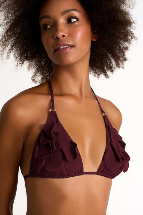 Shan Brianna Triangle Bikini Top With Petal Appliqués