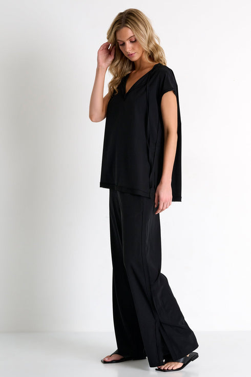 Straight-Leg Silk Pants 02 / 800 Black