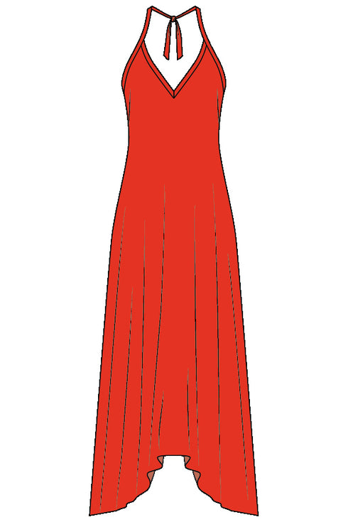 Shan Celine Halter Style Silk Maxi Dress