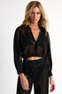Shan Mia Cropped long-sleeve mesh shirt