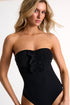 One-Piece Bandeau Swimsuit With Petals 04 / 800 Black