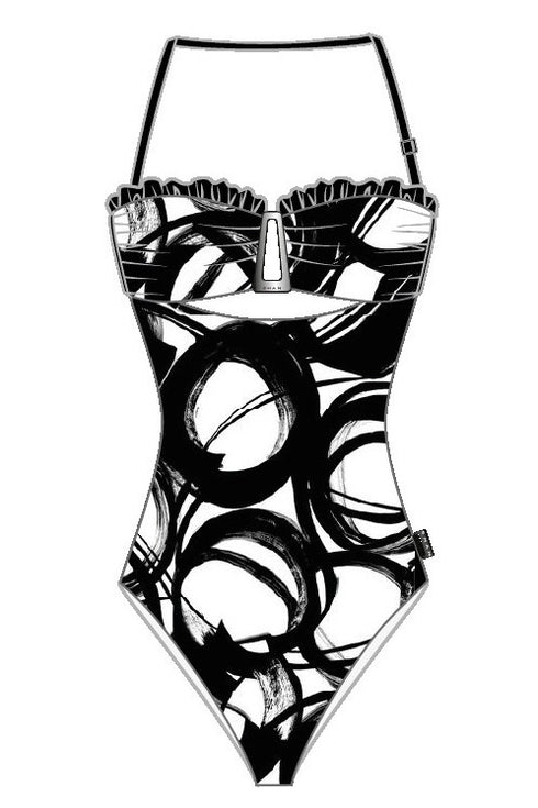 Shan Billy Bandeau One-Piece Swimsuit With Frills