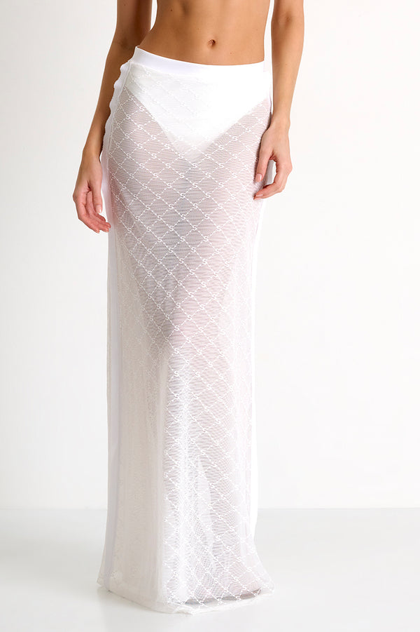 Shan Marion Long Skirt In Signature Mesh