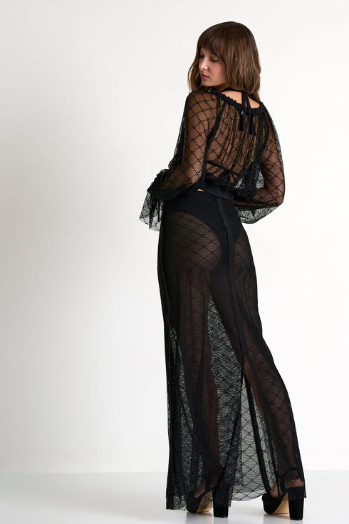 Long Skirt In Signature Mesh 02 / 800 Black
