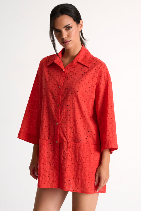 Shan Clara Embroidered Oversized Shirt