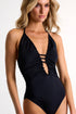 Shan Glitter Chrome plunging one-piece swimsuit