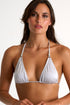 Shan Glitter Chrome-effect triangle bikini top