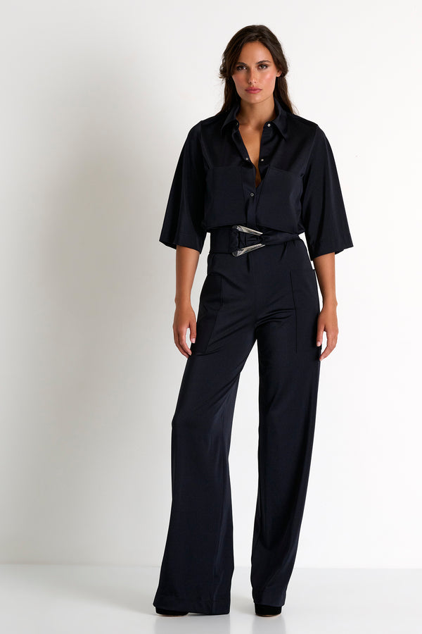 Shan Glitter Chrome effect jumpsuit