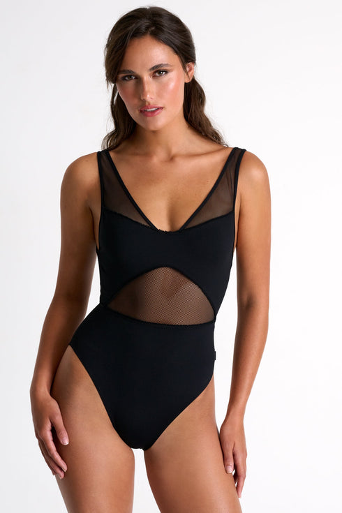 Shan Charlie Grid Mesh Plunging One-Piece - 42595-05-800
