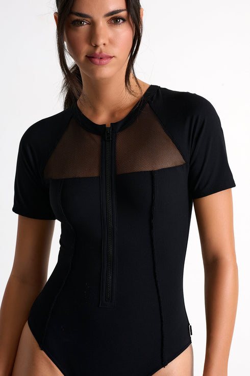 Shan Charlie Zip-up short sleeve one piece swimsuit - 42695-11-800