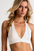 Shan Charlie Halter Triangle Bikini Top With Frayed Details
