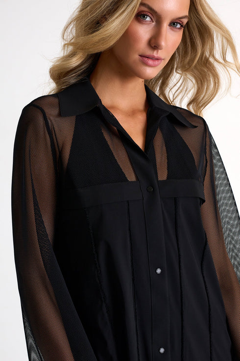 Shan Charlie Grid Mesh Beach Shirt - 42595-85-800