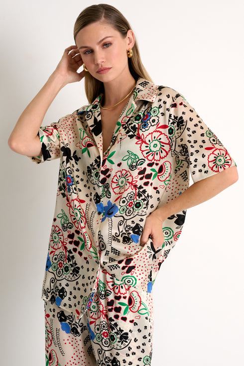 Shan Céline Short-sleeved silk blouse