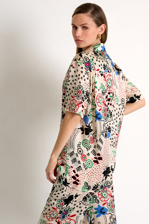 Shan Céline Short-sleeved silk blouse