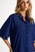 Shan Elisabeth Button-down Lycra swimsuit cover-up with round cutouts