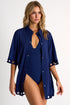 Shan Elisabeth Button-down Lycra swimsuit cover-up with round cutouts