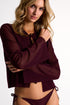 Shan Mia Cropped long-sleeve mesh shirt