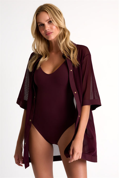 Shan Mia Button-down swimsuit cover-up