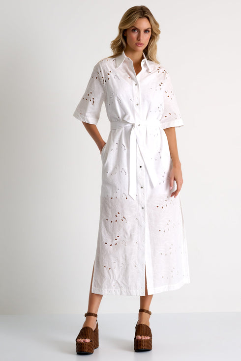 Shan Lili Long detailed lace shirt dress - 42663-84-000