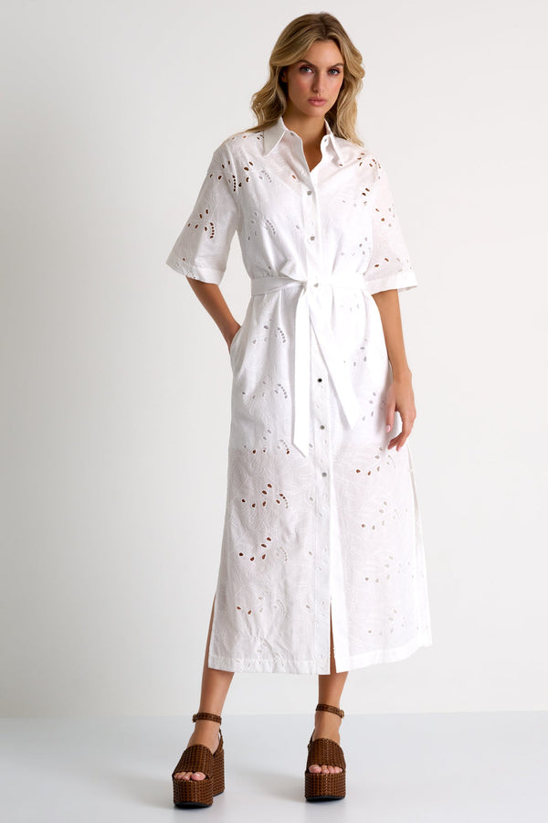 Shan Lili Long detailed lace shirt dress - 42663-84-000
