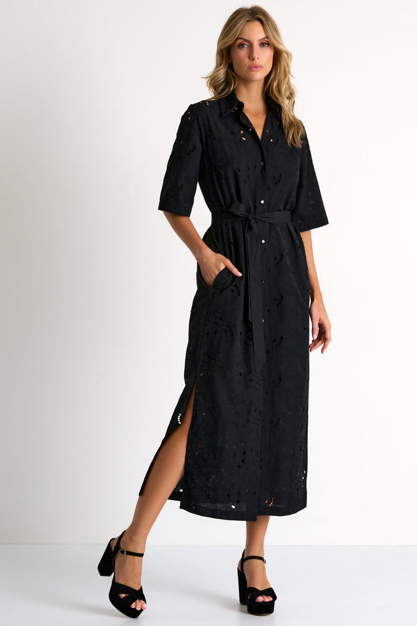 Shan Lili Long detailed lace shirt dress - 42663-84-000