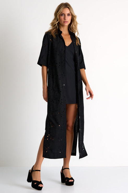 Shan Lili Long detailed lace shirt dress - 42663-84-000