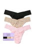 Hanky Panky 3 Pack Signature Lace® Low Rise Thongs Black