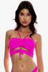 Luli Fama Amazonia Drawstring Halter Peek A Boo Cropped Top