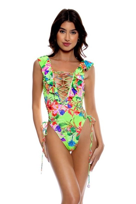 Luli Fama Luli Tropics Open Side One Piece Bodysuit
