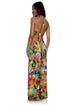 Luli Fama Birds Of Paradise Bandeau Cut Out Front Slit Dress