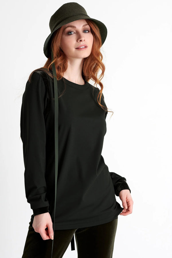 Shan Scarlett Velvet contrast top