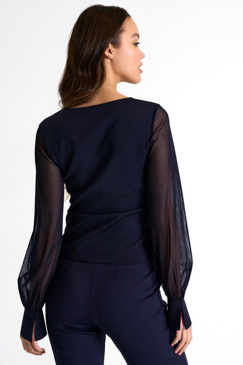 Shan Sofia Mesh Puff Sleeve Top