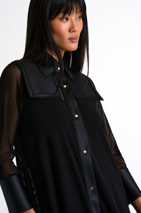Shan Helena Maxi mesh shirt dress