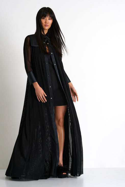 Shan Helena Maxi mesh shirt dress