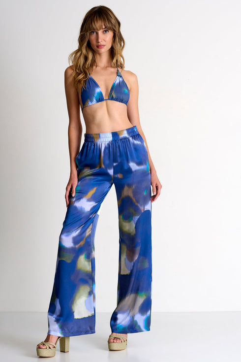 Shan Soie Taffeta Elegant Straight-Leg Pants