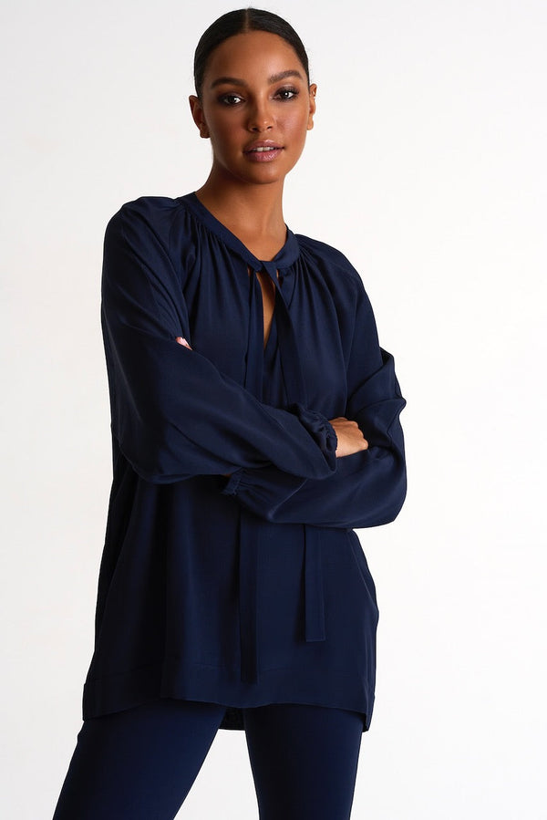 Silk Blouse - 52421-62-550 02 / 550 Navy / 100% SILK